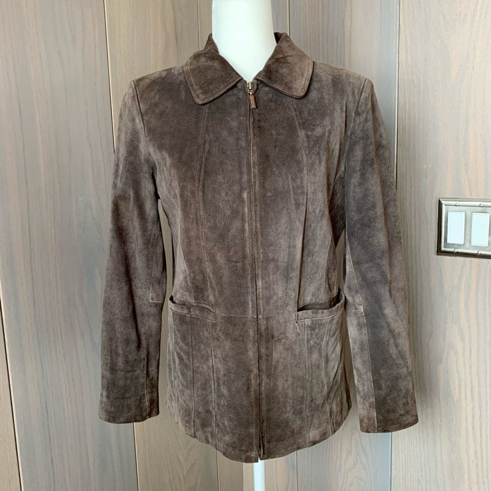 St. John's Bay Brown Suede Zip-Front Jacket